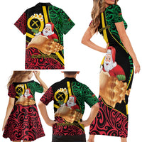 Vanuatu Christmas Family Matching Short Sleeve Bodycon Dress and Hawaiian Shirt Vanuatuan Conch Shell - Meri Krismas!