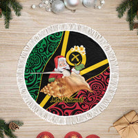 Vanuatu Christmas Tree Skirt Vanuatuan Conch Shell - Meri Krismas! LT14 Fringed Black - Polynesian Pride