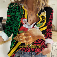 Vanuatu Christmas Women Casual Shirt Vanuatuan Conch Shell - Meri Krismas!