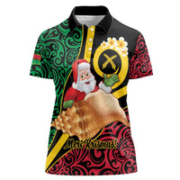 Vanuatu Christmas Women Polo Shirt Vanuatuan Conch Shell - Meri Krismas! LT14 Female Black - Polynesian Pride