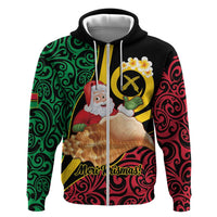 Vanuatu Christmas Zip Hoodie Vanuatuan Conch Shell - Meri Krismas! LT14 Zip Hoodie Black - Polynesian Pride