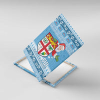 Fiji Christmas Canvas Wall Art Fijian Masi Marau na Kerisimasi! - Blue LT14 With Frame Blue - Polynesian Pride