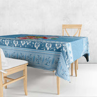 Fiji Christmas Tablecloth Fijian Masi Marau na Kerisimasi! - Blue LT14 - Polynesian Pride