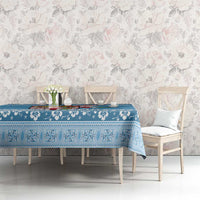 Fiji Christmas Tablecloth Fijian Masi Marau na Kerisimasi! - Blue LT14 - Polynesian Pride