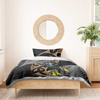 Aotearoa Kowhai Tui Bird Bedding Set Maori Ngaru With Silver Fern