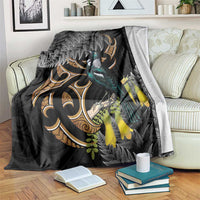Aotearoa Kowhai Tui Bird Blanket Maori Ngaru With Silver Fern