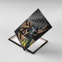Aotearoa Kowhai Tui Bird Canvas Wall Art Maori Ngaru With Silver Fern
