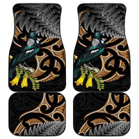 Aotearoa Kowhai Tui Bird Car Mats Maori Ngaru With Silver Fern