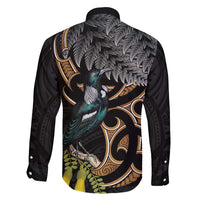 Aotearoa Kowhai Tui Bird Family Matching Long Sleeve Bodycon Dress and Hawaiian Shirt Maori Ngaru With Silver Fern LT14 - Polynesian Pride