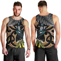 Aotearoa Kowhai Tui Bird Men Tank Top Maori Ngaru With Silver Fern