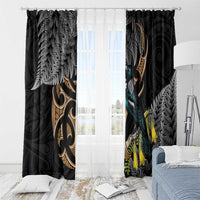 Aotearoa Kowhai Tui Bird Window Curtain Maori Ngaru With Silver Fern LT14 - Polynesian Pride