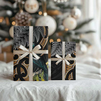 Aotearoa Kowhai Tui Bird Wrapping Paper Maori Ngaru With Silver Fern - Polynesian Pride