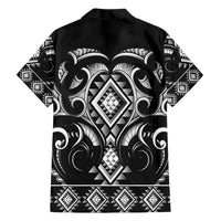 Black Ngaru Taniko With Aotearoa Maori Tattoo Family Matching Short Sleeve Bodycon Dress and Hawaiian Shirt LT14 - Polynesian Pride