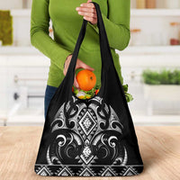 Black Ngaru Taniko With Aotearoa Maori Tattoo Grocery Bag