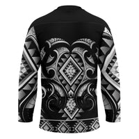 Black Ngaru Taniko With Aotearoa Maori Tattoo Hockey Jersey LT14 - Polynesian Pride