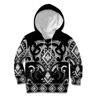 Black Ngaru Taniko With Aotearoa Maori Tattoo Kid Hoodie