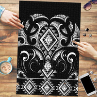 Black Ngaru Taniko With Aotearoa Maori Tattoo Puzzle LT14 Black - Polynesian Pride