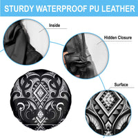 Black Ngaru Taniko With Aotearoa Maori Tattoo Spare Tire Cover LT14 - Polynesian Pride