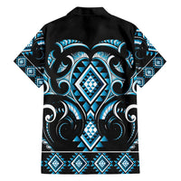 Blue Ngaru Taniko With Aotearoa Maori Tattoo Family Matching Short Sleeve Bodycon Dress and Hawaiian Shirt LT14 - Polynesian Pride