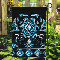 Blue Ngaru Taniko With Aotearoa Maori Tattoo Garden Flag