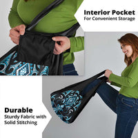 Blue Ngaru Taniko With Aotearoa Maori Tattoo Grocery Bag