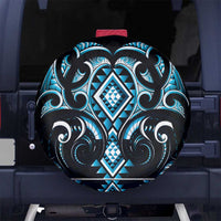 Blue Ngaru Taniko With Aotearoa Maori Tattoo Spare Tire Cover LT14 No hole Blue - Polynesian Pride