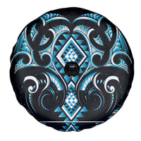 Blue Ngaru Taniko With Aotearoa Maori Tattoo Spare Tire Cover LT14 - Polynesian Pride