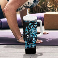 Blue Ngaru Taniko With Aotearoa Maori Tattoo Tumbler With Handle