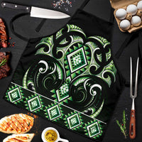 Green Ngaru Taniko With Aotearoa Maori Tattoo Apron - Polynesian Pride