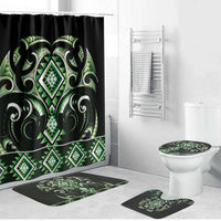 Green Ngaru Taniko With Aotearoa Maori Tattoo Bathroom Set - Polynesian Pride