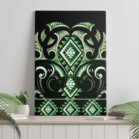 Green Ngaru Taniko With Aotearoa Maori Tattoo Canvas Wall Art