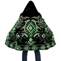 Green Ngaru Taniko With Aotearoa Maori Tattoo Cloak - Polynesian Pride