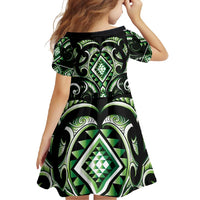 Green Ngaru Taniko With Aotearoa Maori Tattoo Family Matching Mermaid Dress and Hawaiian Shirt LT14 - Polynesian Pride