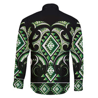 Green Ngaru Taniko With Aotearoa Maori Tattoo Family Matching Mermaid Dress and Hawaiian Shirt LT14 - Polynesian Pride