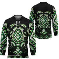 Green Ngaru Taniko With Aotearoa Maori Tattoo Hockey Jersey LT14 - Polynesian Pride