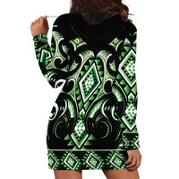 Green Ngaru Taniko With Aotearoa Maori Tattoo Hoodie Dress