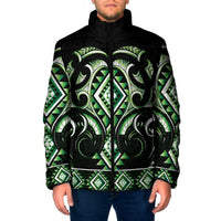 Green Ngaru Taniko With Aotearoa Maori Tattoo Padded Jacket LT14 Men Green - Polynesian Pride