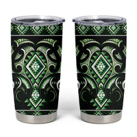 Green Ngaru Taniko With Aotearoa Maori Tattoo Tumbler Cup
