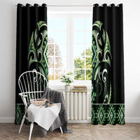Green Ngaru Taniko With Aotearoa Maori Tattoo Window Curtain