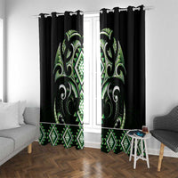Green Ngaru Taniko With Aotearoa Maori Tattoo Window Curtain