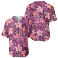 Pink Hawaii Plumeria With Tropical Flowers Motifs Baseball Jersey