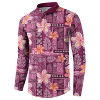 Pink Hawaii Plumeria With Tropical Flowers Motifs Button Sweatshirt
