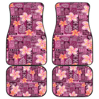 Pink Hawaii Plumeria With Tropical Flowers Motifs Car Mats
