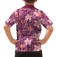 Pink Hawaii Plumeria With Tropical Flowers Motifs Family Matching Short Sleeve Bodycon Dress and Hawaiian Shirt LT14 - Polynesian Pride