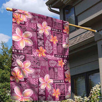 Pink Hawaii Plumeria With Tropical Flowers Motifs Garden Flag LT14 - Polynesian Pride