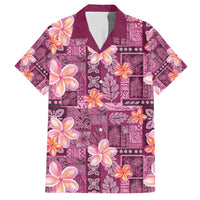 Pink Hawaii Plumeria With Tropical Flowers Motifs Hawaiian Shirt