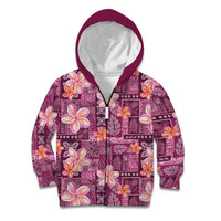 Pink Hawaii Plumeria With Tropical Flowers Motifs Kid Hoodie