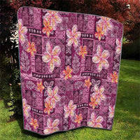Pink Hawaii Plumeria With Tropical Flowers Motifs Quilt LT14 - Polynesian Pride