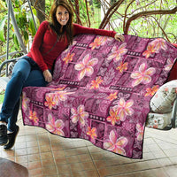 Pink Hawaii Plumeria With Tropical Flowers Motifs Quilt LT14 - Polynesian Pride
