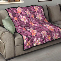 Pink Hawaii Plumeria With Tropical Flowers Motifs Quilt LT14 - Polynesian Pride